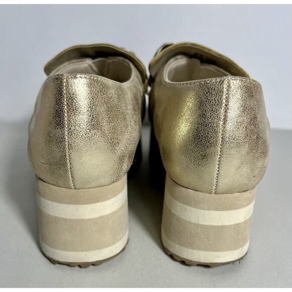 Pierre Dumas Paloma-2 Brown Gold Loafers Size 6 with Animal Print Accents - Picture 5 of 10